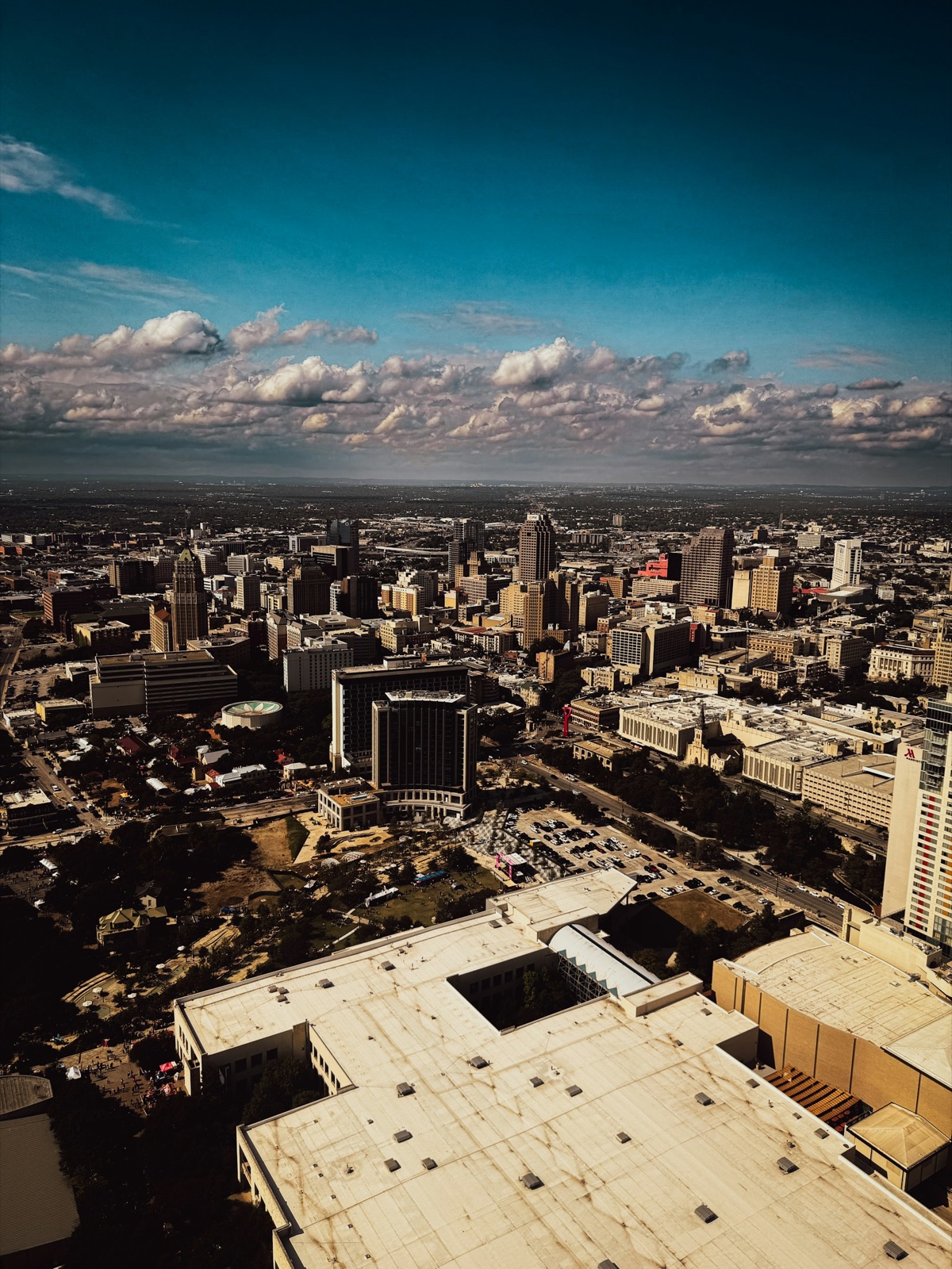 Aerial view over downtown San Antonio