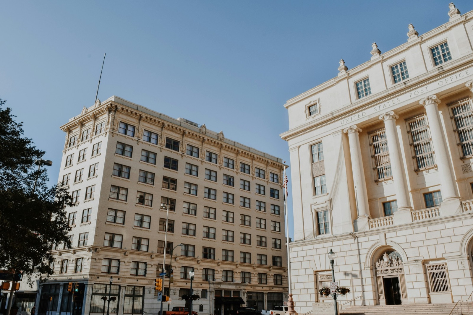 Historic stone buildings in downtown San Antonio
